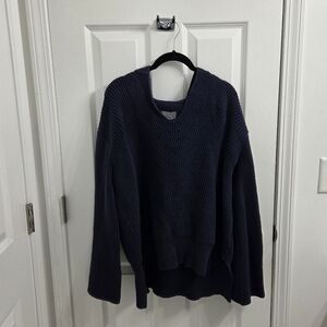 Anthropologie Deep Blue V-Neck Sweater